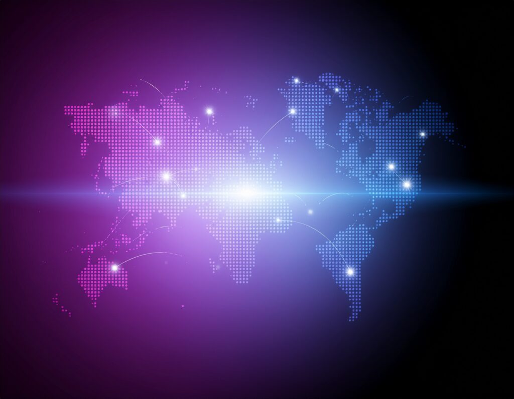 Abstract visualization of digital inventory tracking. world map - Logistics Buyer